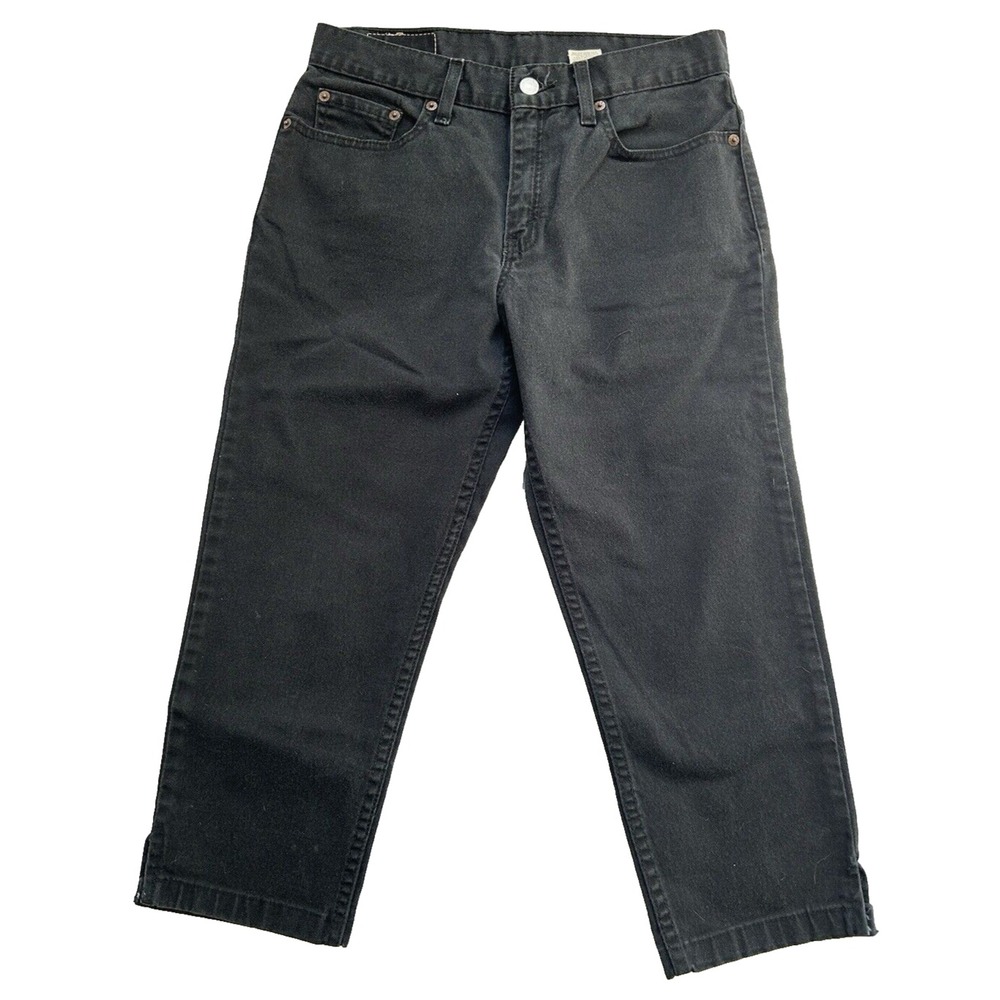 80s 90s Levis Capri Denim Jean Split Hem Straight Leg Stretch Black 6 EUC